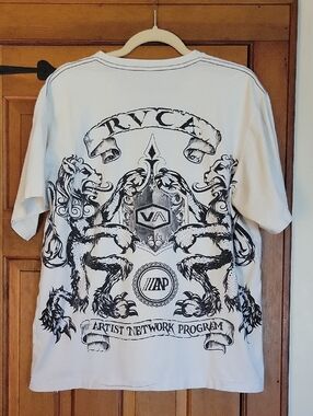 RVCA V-Neck Men's Shirt - White with Chest Crest